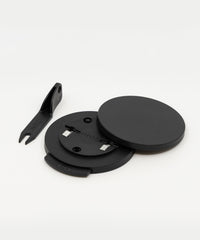 NEOZ N1 Cordless Lamp Lock components: base plate, locking mechanism and release key in matte black
