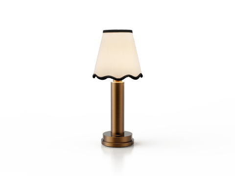 Abat-jour en coton crème Victoria Scallop Empire avec bordure personnalisée