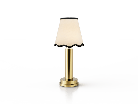 Abat-jour en coton crème Victoria Scallop Empire avec bordure personnalisée
