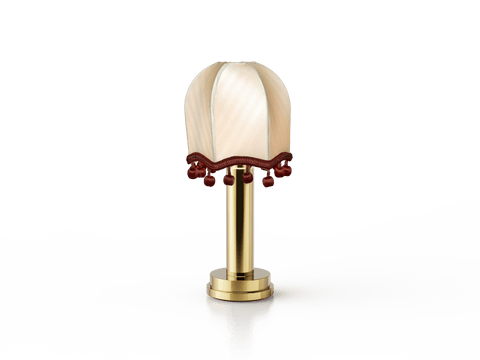 Coton crème festonné hexagonal de style vintage avec pompon auburn