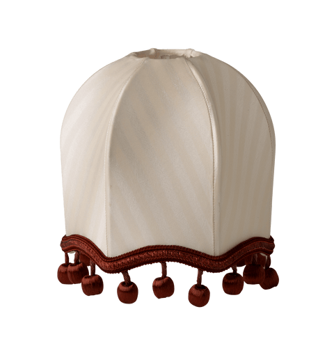 Coton crème festonné hexagonal de style vintage avec pompon auburn